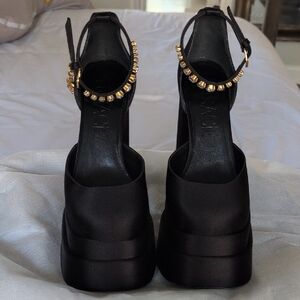Versace Black and Gold Women's Heels